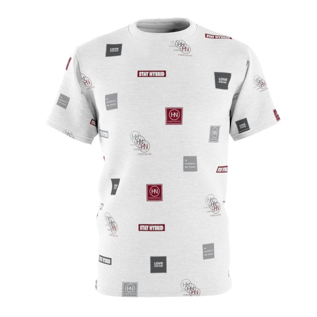 HYBRID NATION FW20 AOP T-SHIRT All Over Prints Printify 6 oz. White Seams L