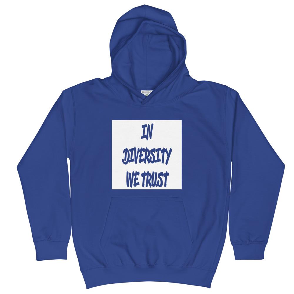 HYBRID NATION KIDS 'IDWT' HOODIE Kids Sweatshirt Printful Royal Blue XS