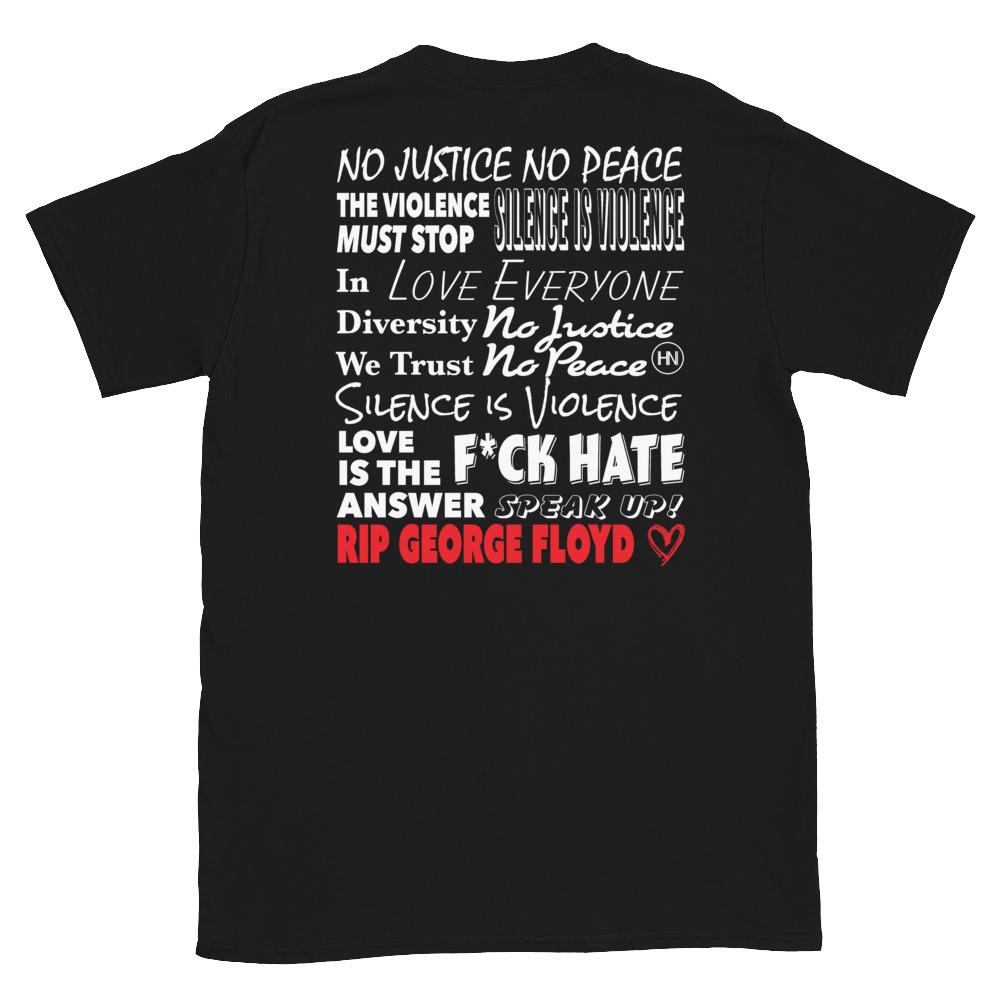 HYBRID NATION "NO JUSTICE" TEE Unisex T-Shirt Hybrid Nation - Apparel (on blanks) S Black