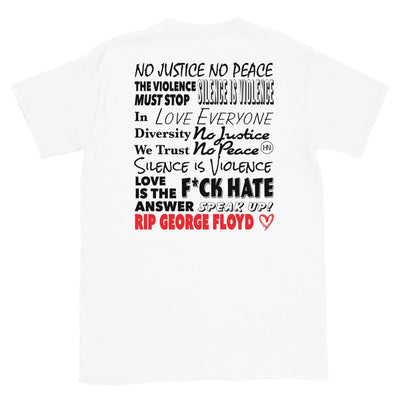 HYBRID NATION "NO JUSTICE" TEE Unisex T-Shirt Hybrid Nation - Apparel (on blanks) S White