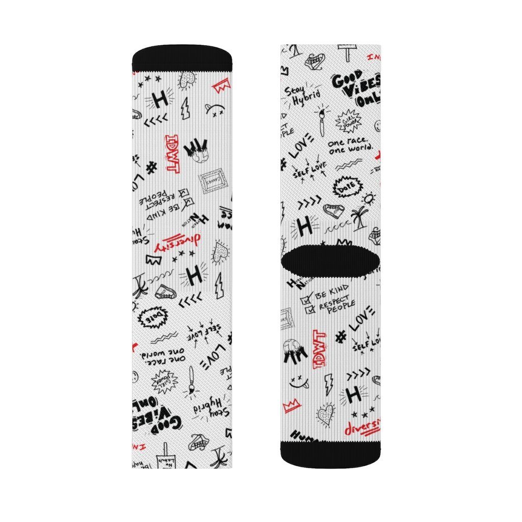 HYBRID NATION "SKETCH" CREW SOCKS All Over Prints Printify