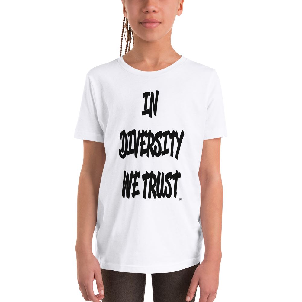 YOUTH IN DIVERSITY WE TRUST SIGNATURE T-SHIRT (WHITE) Kids T-Shirt Printful