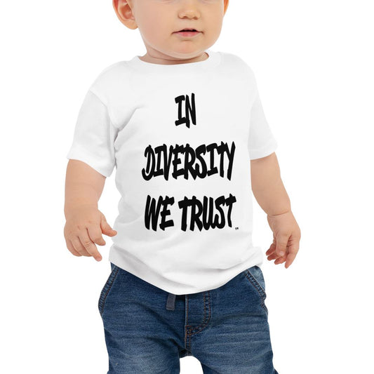 BABY IN DIVERSITY WE TRUST SIGNATURE T-SHIRT (WHITE) Toddler Top Printful 