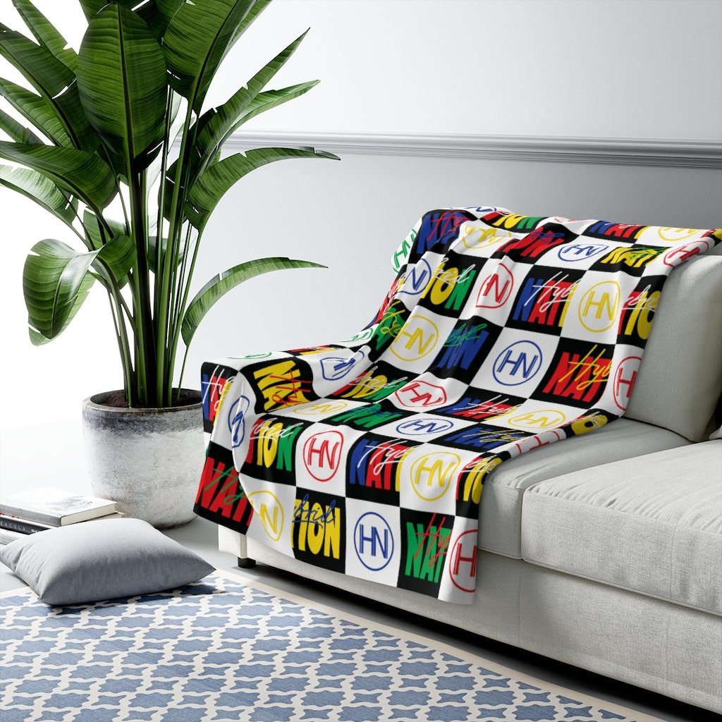 HYBRID NATION "FLAVORS" SHERPA FLEECE BLANKET Home Decor Printify 