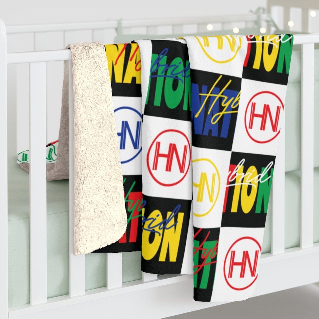 HYBRID NATION "FLAVORS" SHERPA FLEECE BLANKET Home Decor Printify 