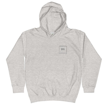 HYBRID NATION KIDS CLASSIC LOGO HOODIE Kids Sweatshirt Printful Heather Grey XS