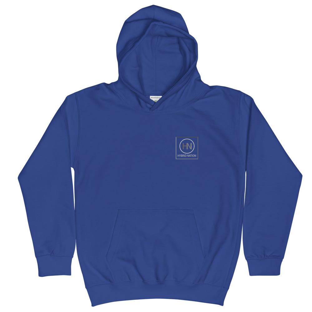 HYBRID NATION KIDS CLASSIC LOGO HOODIE Kids Sweatshirt Printful Royal Blue XS 