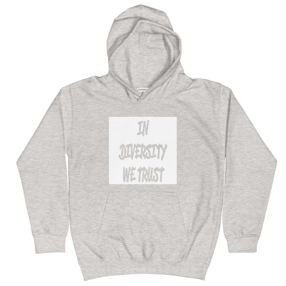 HYBRID NATION KIDS 'IDWT' HOODIE Kids Sweatshirt Printful Heather Grey XS 