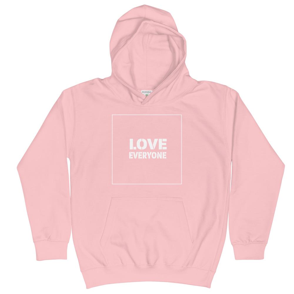 HYBRID NATION KIDS 'LOVE EVERYONE' HOODIE Kids Sweatshirt Printful Baby Pink XS 
