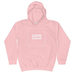 HYBRID NATION KIDS 'LOVE EVERYONE' HOODIE Kids Sweatshirt Printful Baby Pink XS 
