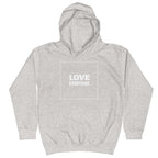 HYBRID NATION KIDS 'LOVE EVERYONE' HOODIE Kids Sweatshirt Printful Heather Grey XS 