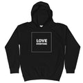 HYBRID NATION KIDS 'LOVE EVERYONE' HOODIE Kids Sweatshirt Printful Jet Black XS 