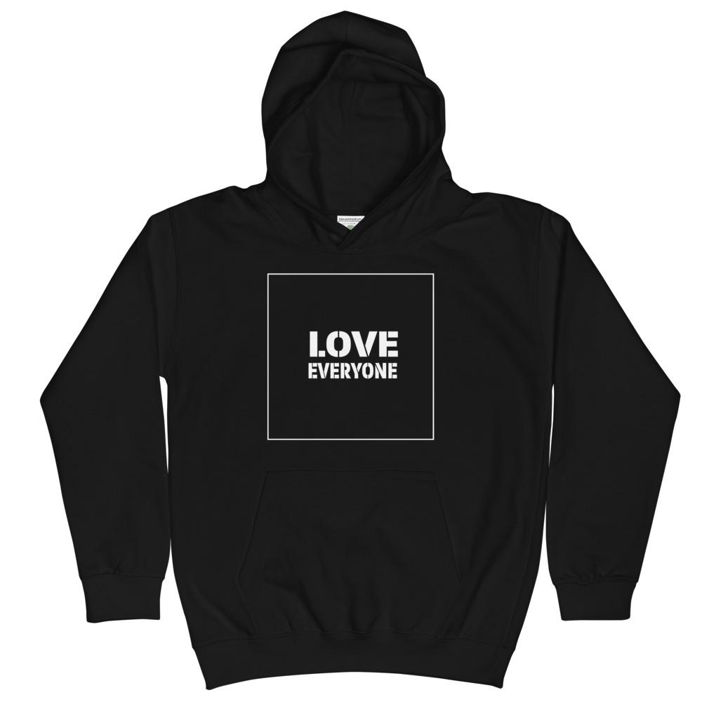 HYBRID NATION KIDS 'LOVE EVERYONE' HOODIE Kids Sweatshirt Printful Jet Black XS 