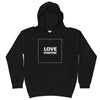 HYBRID NATION KIDS 'LOVE EVERYONE' HOODIE Kids Sweatshirt Printful Jet Black XS