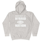 HYBRID NATION KIDS 'PROPERTY OF' HOODIE Kids Sweatshirt Printful Heather Grey XS 