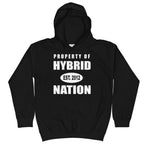 HYBRID NATION KIDS 'PROPERTY OF' HOODIE Kids Sweatshirt Printful Jet Black XS 