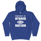 HYBRID NATION KIDS 'PROPERTY OF' HOODIE Kids Sweatshirt Printful Royal Blue XS 