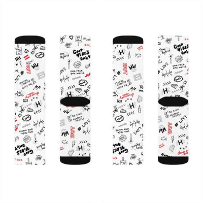 HYBRID NATION "SKETCH" CREW SOCKS All Over Prints Printify L