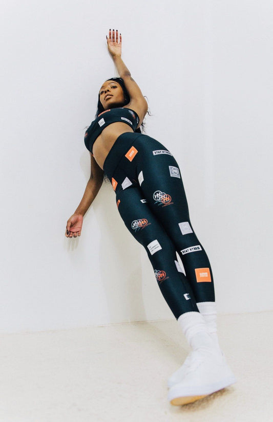 HYBRID NATION WOMEN AOP LEGGINGS SET (BLACK) Women's Leggings Set Printful S M 