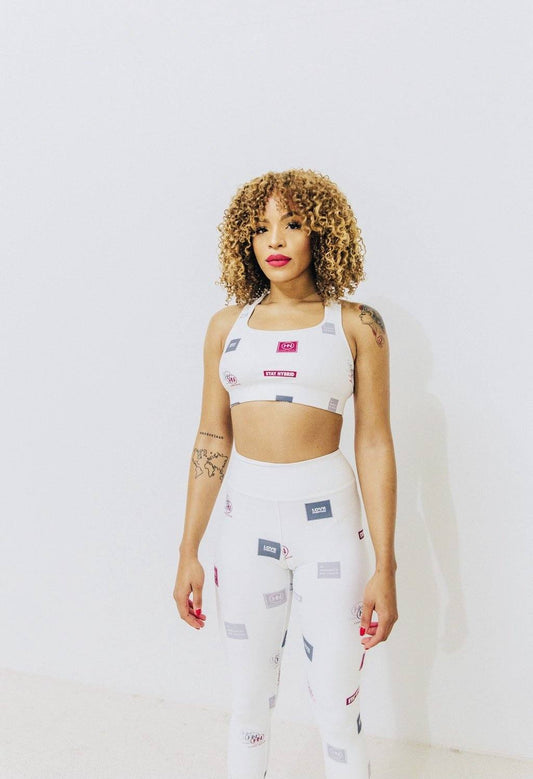 HYBRID NATION WOMEN AOP LEGGINGS SET (WHITE) Women's Leggings Set Printful XS XS 