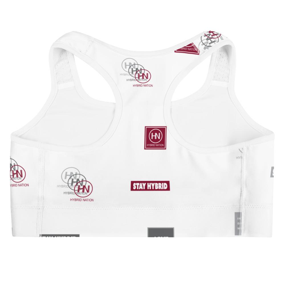 HYBRID NATION WOMEN AOP SPORTS BRA (WHITE) - Hybrid Nation