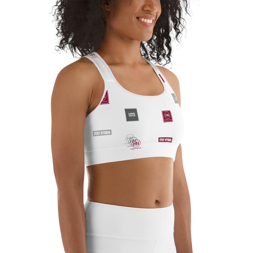 HYBRID NATION WOMEN AOP SPORTS BRA (WHITE) - Hybrid Nation