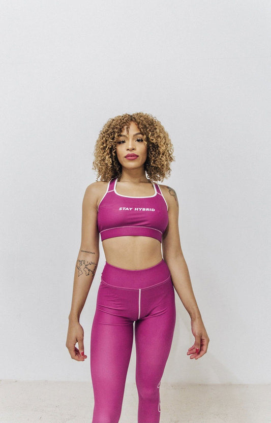 HYBRID NATION WOMEN ATHLETIC SPORTS BRA (BERRY) Women's Sports Bra Printful 