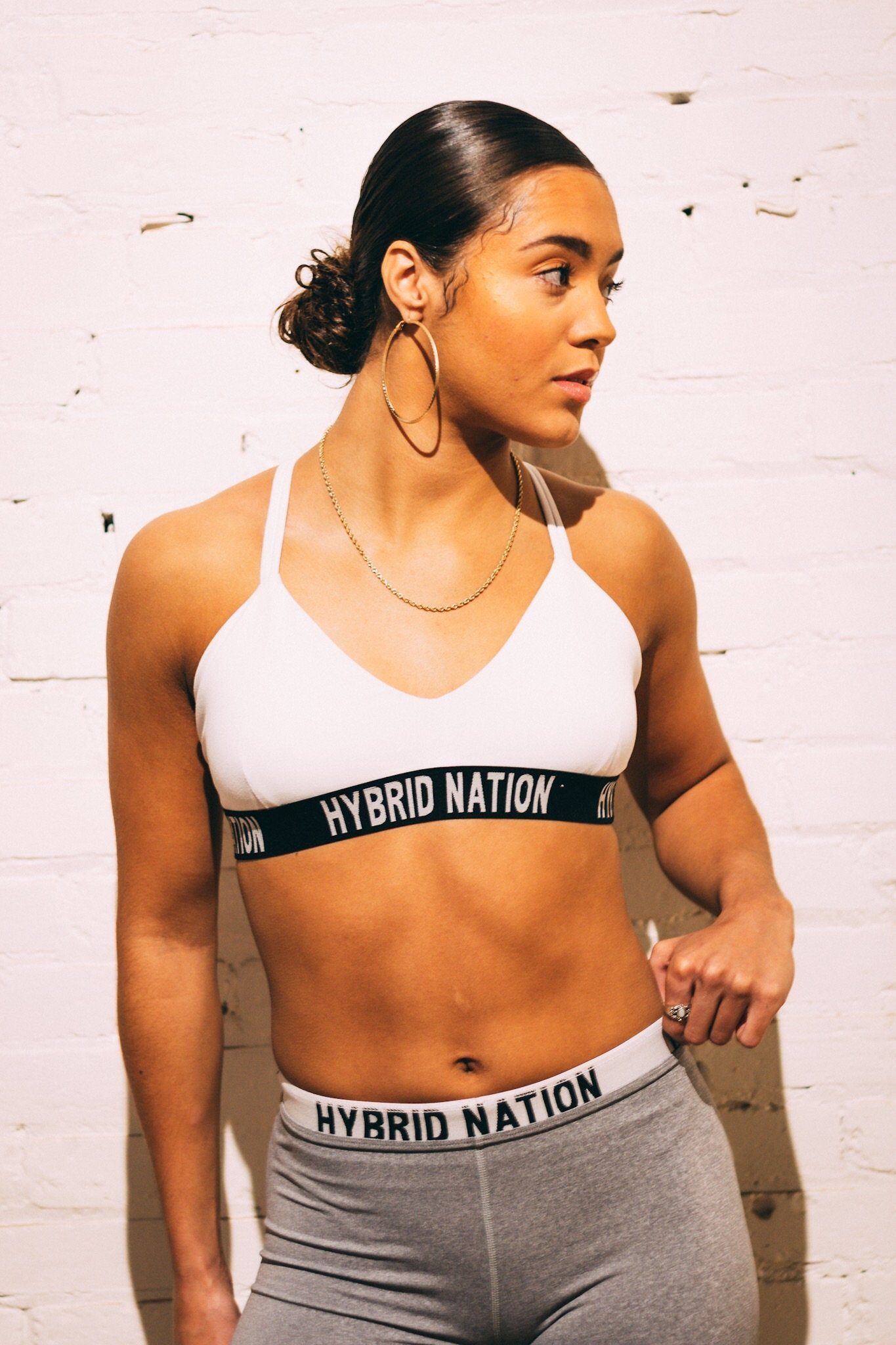 HYBRID NATION WOMEN FREE COMFORT SPORTS BRA (WHITE)