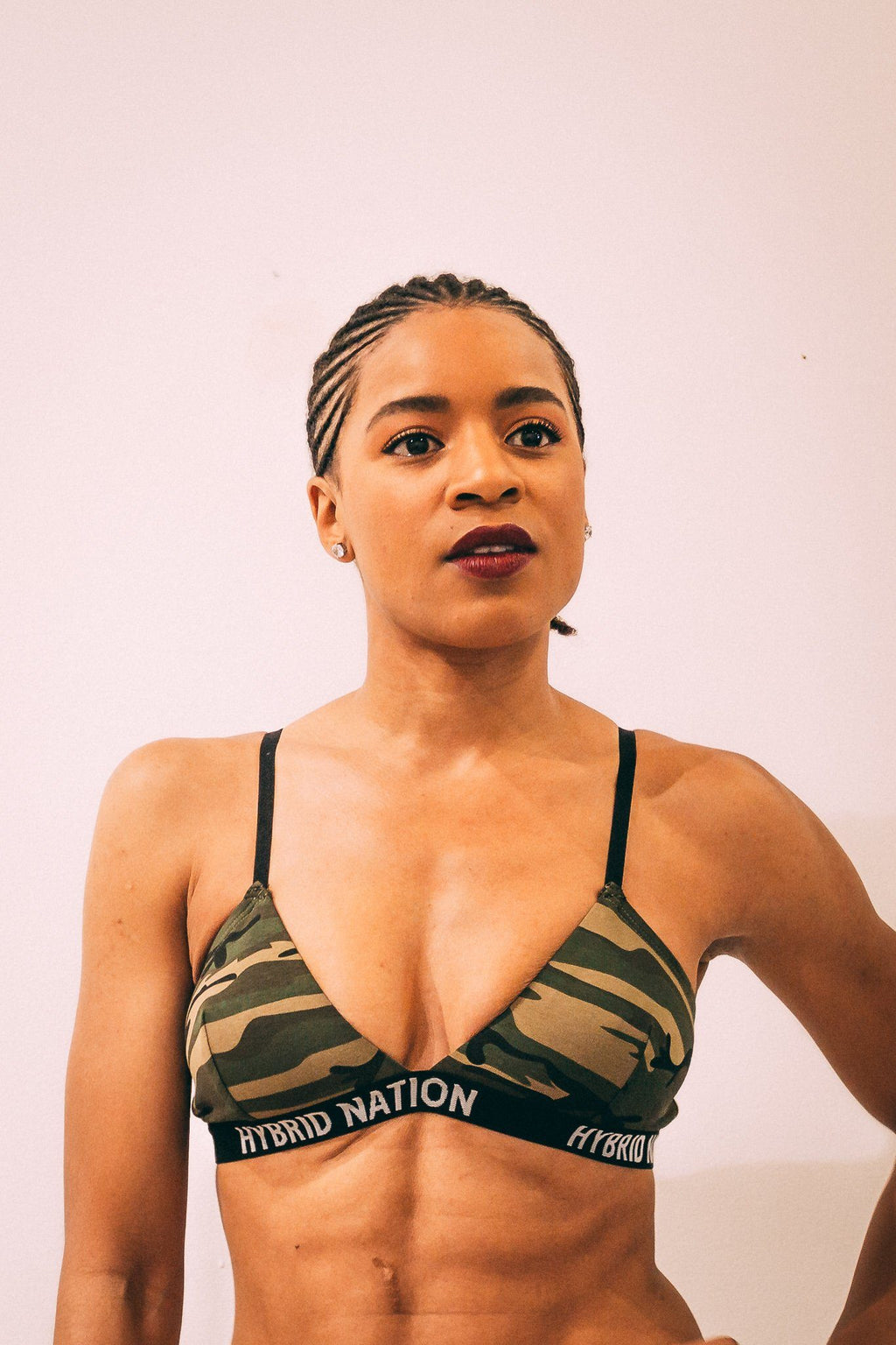 HYBRID NATION WOMEN GREEN CAMO BRALETTE Women's Bralette Hybrid Nation Women 