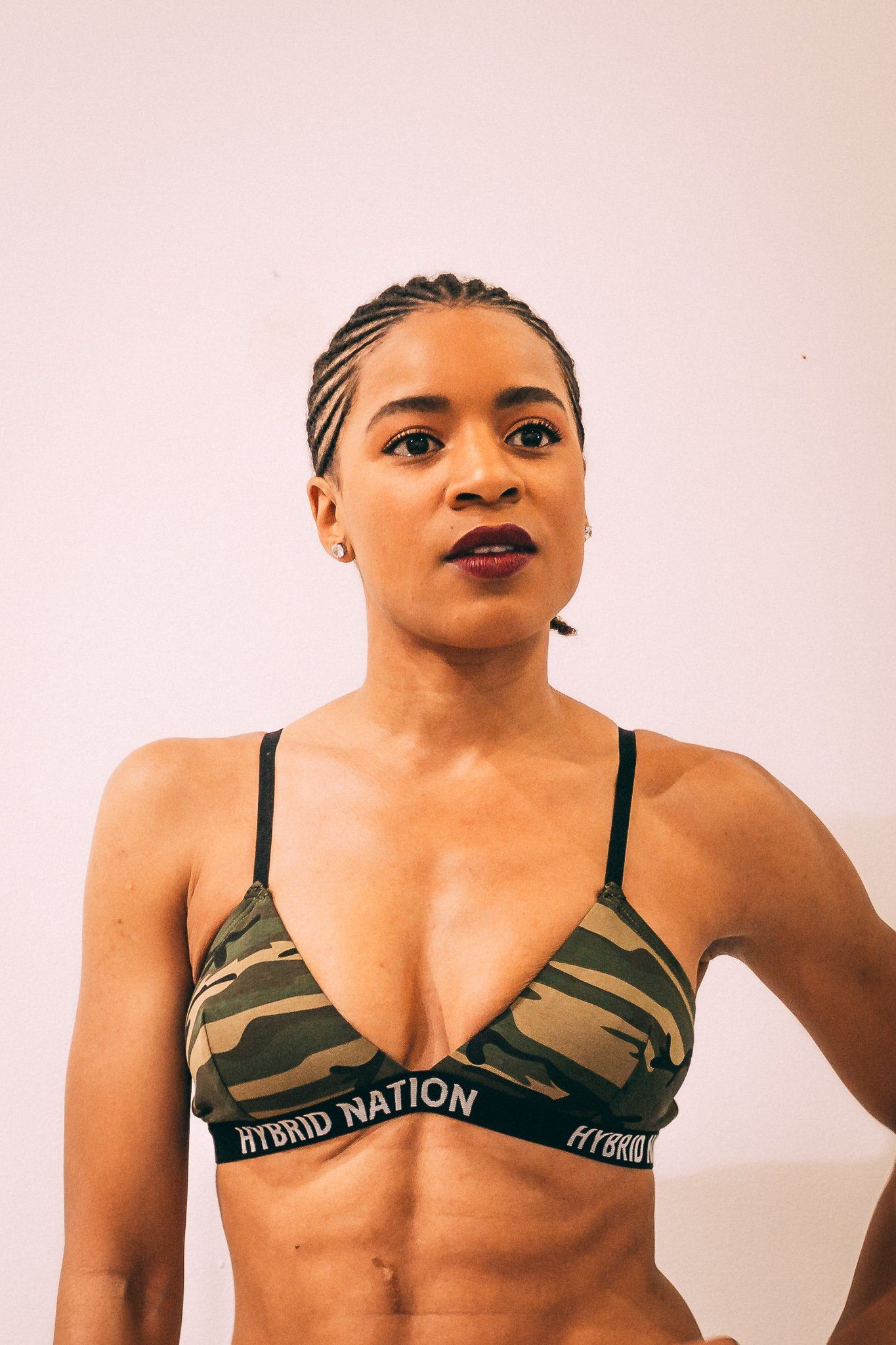 HYBRID NATION WOMEN GREEN CAMO BRALETTE