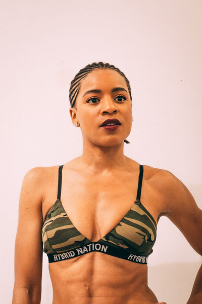 HYBRID NATION WOMEN GREEN CAMO BRALETTE Women's Bralette Hybrid Nation Women