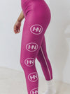 HYBRID NATION WOMEN HIGH-WAISTED LEGGINGS (BERRY) Women's Athletic Leggings Printful XS