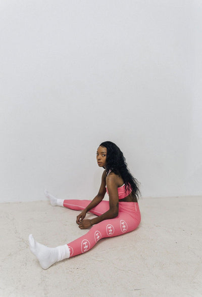 HYBRID NATION WOMEN HIGH-WAISTED LEGGINGS (CORAL) Women's Athletic Leggings Printful XS
