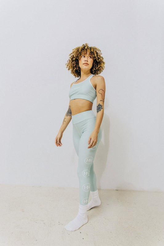 HYBRID NATION WOMEN HIGH-WAISTED LEGGINGS (MINT) Women's Athletic Leggings Printful 