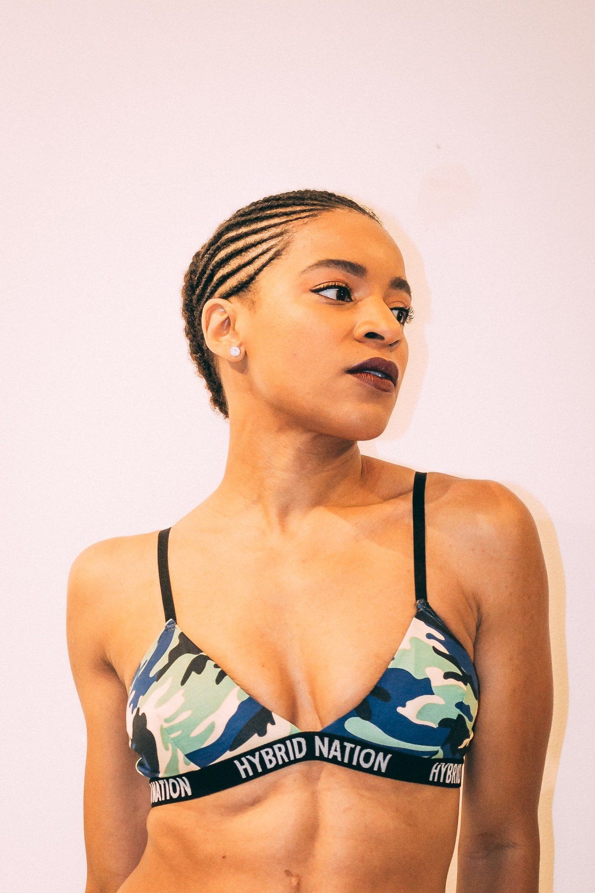 HYBRID NATION WOMEN NAVY CAMO BRALETTE Women's Bralette Hybrid Nation Women 