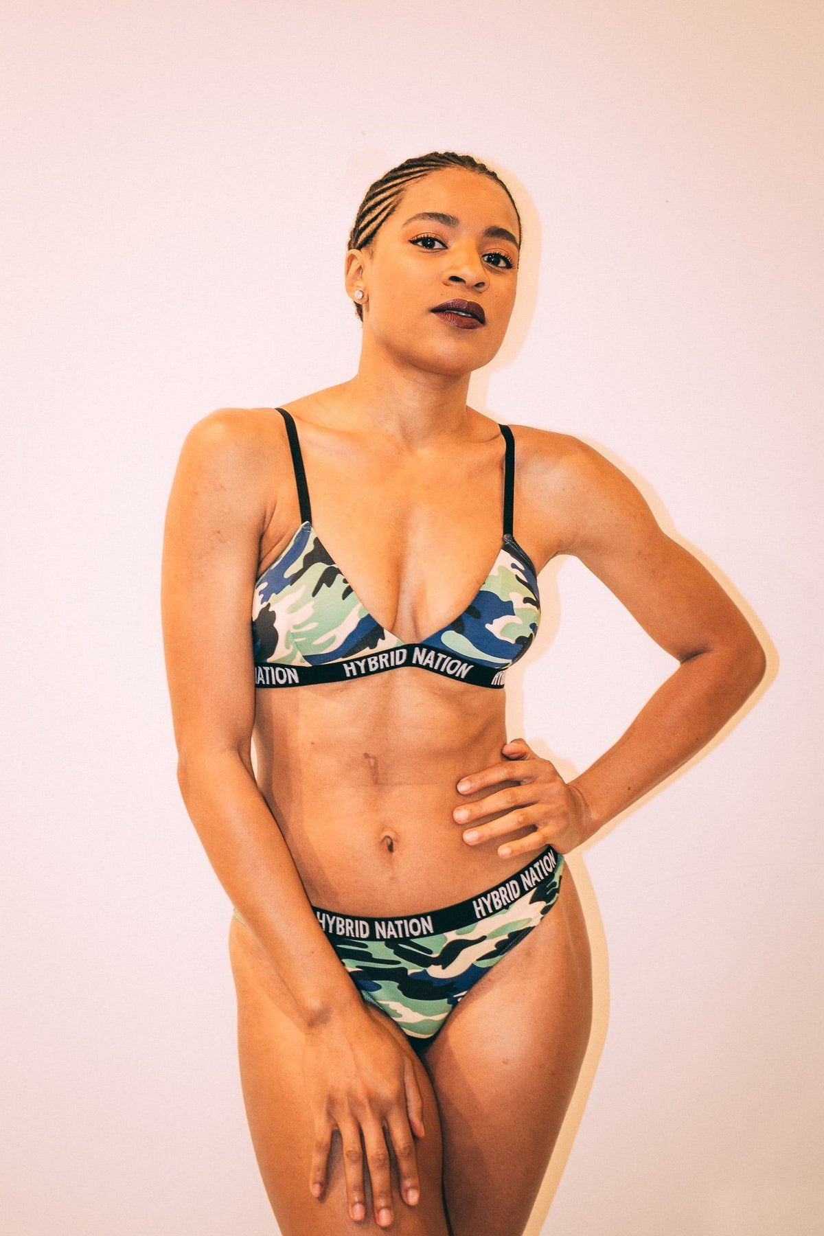 HYBRID NATION WOMEN NAVY CAMO BRALETTE Women's Bralette Hybrid Nation Women 