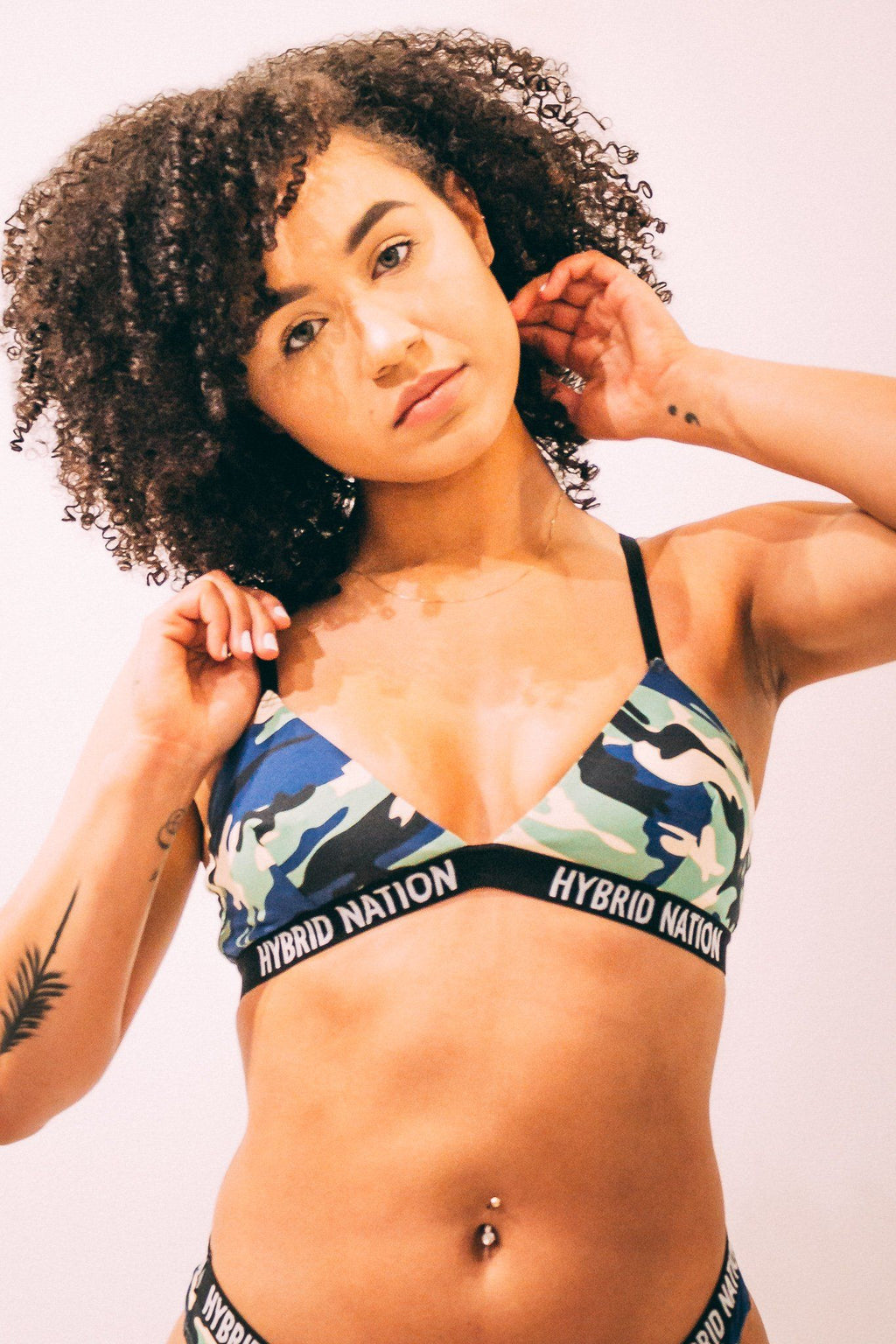 HYBRID NATION WOMEN NAVY CAMO BRALETTE Women's Bralette Hybrid Nation Women 