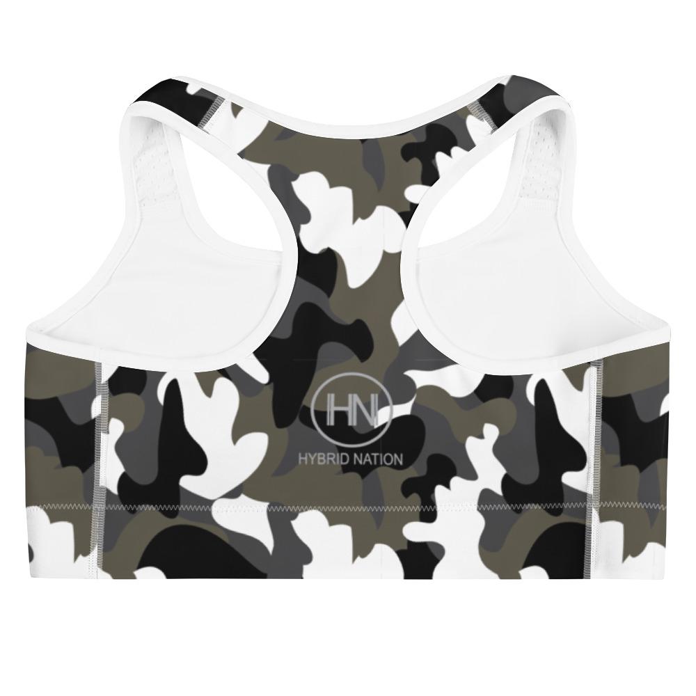 HYBRID NATION WOMEN SPORT FLEX SPORTS BRA (CAMO) Women's Sports Bra Printful 