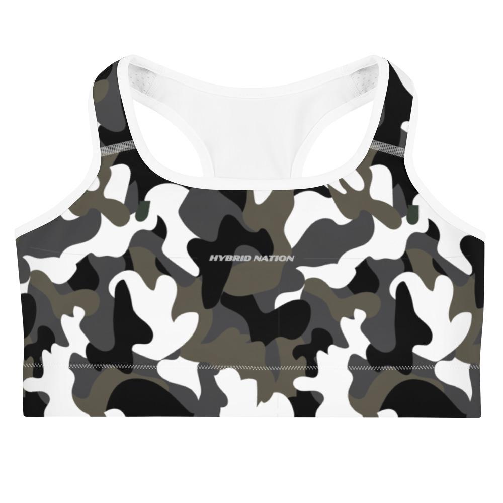 HYBRID NATION WOMEN SPORT FLEX SPORTS BRA (CAMO) Women's Sports Bra Printful XS 
