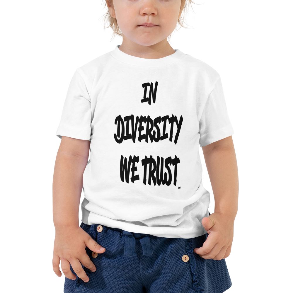 TODDLER IN DIVERSITY WE TRUST SIGNATURE T-SHIRT (WHITE) Toddler Top Printful 