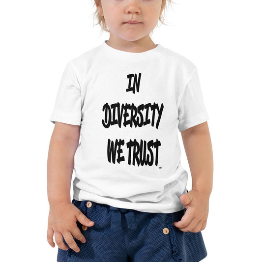 TODDLER IN DIVERSITY WE TRUST SIGNATURE T-SHIRT (WHITE) Toddler Top Printful 