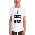YOUTH IN DIVERSITY WE TRUST SIGNATURE T-SHIRT (WHITE) Kids T-Shirt Printful 